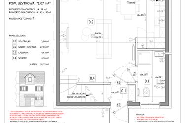 Rzut - Dom na sprzedaż 2 pokoje o powierzchni 71 m² - numer 29B w Osiedle Kwiatów etap III