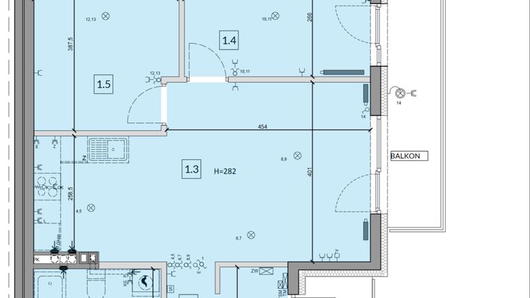 Rzut - Mieszkanie na sprzedaż 3 pokoje o powierzchni 59,85 m² - numer 46B w Osiedle Młodych etap V