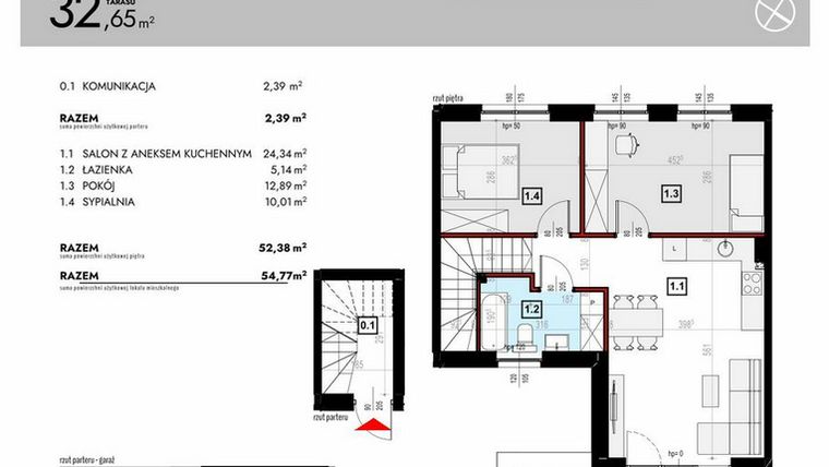 Rzut - Mieszkanie na sprzedaż 3 pokoje o powierzchni 71,68 m² - numer L5/2 w Osiedle Malarska etap VII