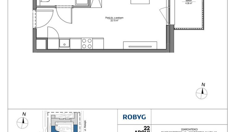 Rzut - Mieszkanie na sprzedaż 1 pokój o powierzchni 26,48 m² - numer LH/LHA/A/4/3 w Lira House