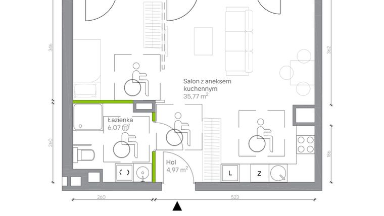 Rzut - Mieszkanie na sprzedaż 1 pokój o powierzchni 46,81 m² - numer A.0.11 w Jesionowa Vita