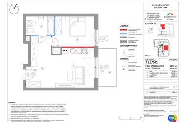 Rzut - Mieszkanie na sprzedaż 2 pokoje o powierzchni 43,97 m² - numer A1.1/042 w Fabrica URSUS