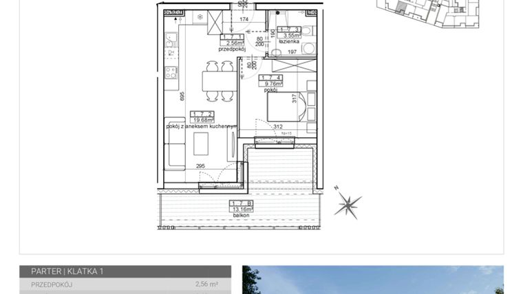 Rzut - Mieszkanie na sprzedaż 2 pokoje o powierzchni 35,55 m² - numer 5 w Wave etap II
