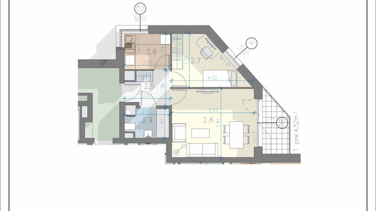 Rzut - Mieszkanie na sprzedaż 2 pokoje o powierzchni 40,9 m² - numer 9 w Residence Przewóz 41