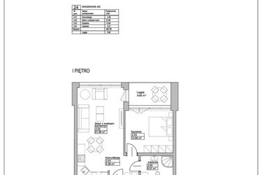 Rzut - Mieszkanie na sprzedaż 2 pokoje o powierzchni 49,76 m² - numer M24 w Ogrody Reymonta