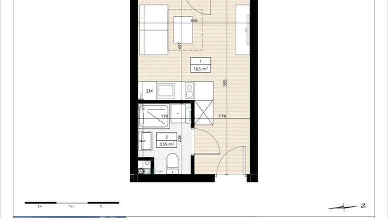 Rzut - Mieszkanie na sprzedaż 1 pokój o powierzchni 20,05 m² - numer B4/1/16 w MONTANO lokale inwestycyjne