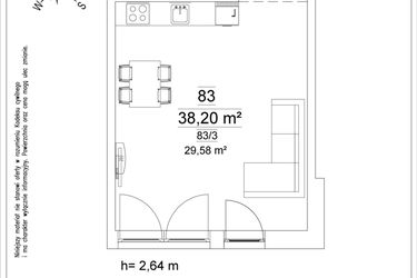 Rzut - Mieszkanie na sprzedaż 1 pokój o powierzchni 38,2 m² - numer 83 w Osiedle Teatralne 19