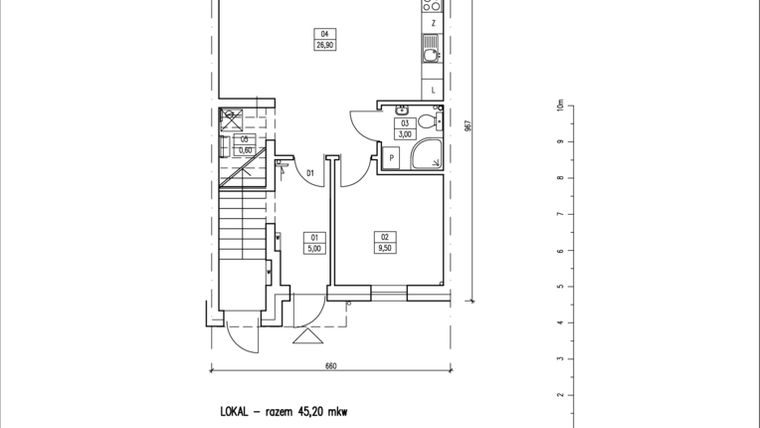 Rzut - Dom na sprzedaż 2 pokoje o powierzchni 45,2 m² - numer B w Iwiny Park etap IV