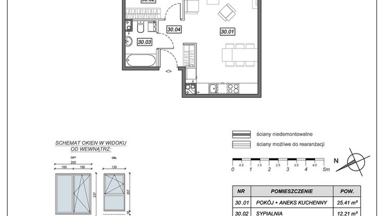 Rzut - Mieszkanie na sprzedaż 2 pokoje o powierzchni 45,92 m² - numer 4.A.30 w Nowe Południe bud. 4