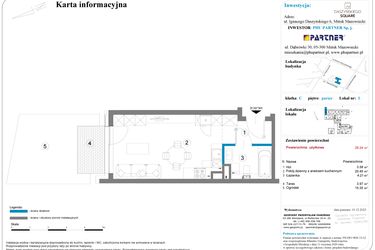 Rzut - Mieszkanie na sprzedaż 1 pokój o powierzchni 28,24 m² - numer 5 w Daszyńskiego Square etap 2