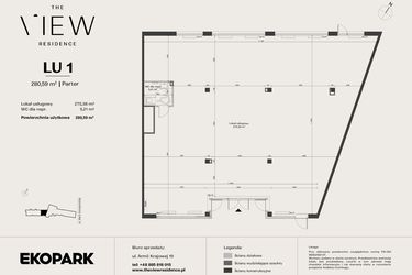 Rzut - Lokal użytkowy na sprzedaż 2 pokoje o powierzchni 280,59 m² - numer LU1 w The View