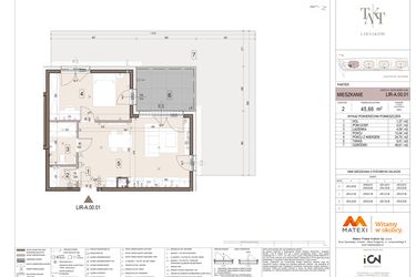 Rzut - Mieszkanie na sprzedaż 2 pokoje o powierzchni 45,66 m² - numer A.00.01 w Takt Lirników
