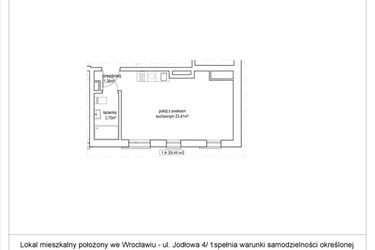 Rzut - Mieszkanie na sprzedaż 1 pokój o powierzchni 28,49 m² - numer 4/1. w Apartamenty Nowy Targ