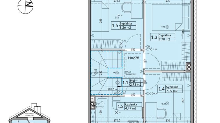 Rzut - Dom na sprzedaż 5 pokoi o powierzchni 72,7 m² - numer 14B w Osiedle Stokrotki etap 2