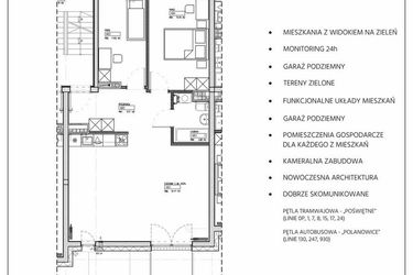 Rzut - Mieszkanie na sprzedaż 3 pokoje o powierzchni 76,01 m² - numer 234/8 w Kamieńskiego 232