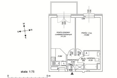 Rzut - Mieszkanie na sprzedaż 2 pokoje o powierzchni 38,98 m² - numer M48 w Osiedle Mała Dziesiąta etap II