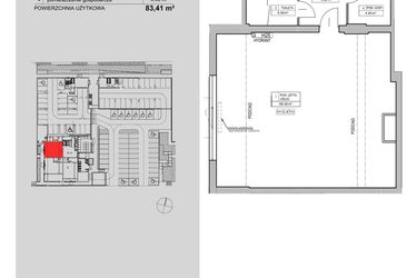 Rzut - Lokal użytkowy na sprzedaż 1 pokój o powierzchni 83,41 m² - numer 2.U3 w Niebieski Bursztyn II