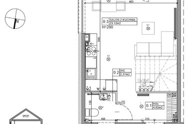 Rzut - Dom na sprzedaż 3 pokoje o powierzchni 65,15 m² - numer 22 w Zielone Ogrody