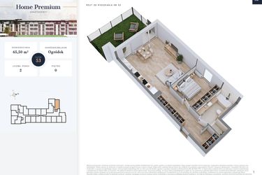 Rzut - Mieszkanie na sprzedaż 2 pokoje o powierzchni 65,5 m² - numer 53 w Apartamenty Home Premium etap 2