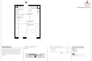 Rzut - Mieszkanie na sprzedaż 1 pokój o powierzchni 38,21 m² - numer 14 w Pękowicka 96