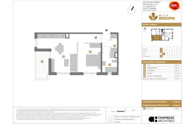 Rzut - Mieszkanie na sprzedaż 2 pokoje o powierzchni 47,6 m² - numer Q5 w Wille Biskupin III