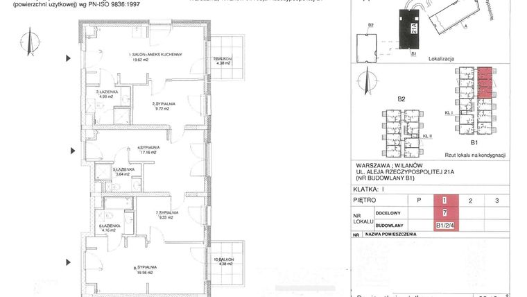 Rzut - Mieszkanie na sprzedaż 5 pokoi o powierzchni 88,18 m² - numer 7 w RZ21
