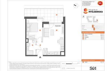Rzut - Mieszkanie na sprzedaż 2 pokoje o powierzchni 37,21 m² - numer A10 w Osiedle Myśliborska