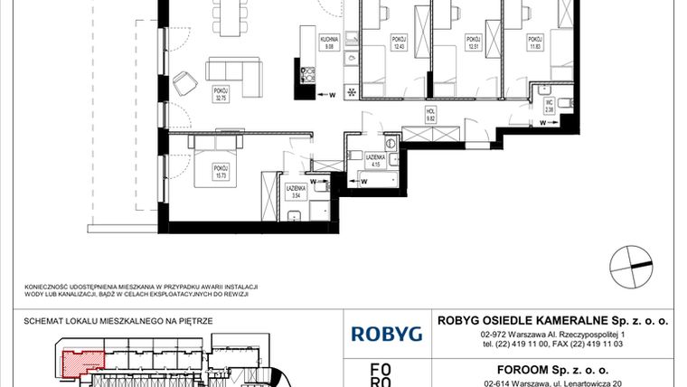 Rzut - Mieszkanie na sprzedaż 5 pokoi o powierzchni 114,22 m² - numer OK6/A/-1/1 w Osiedle Kameralne VI
