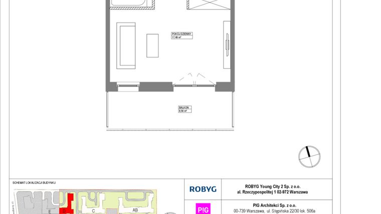 Rzut - Mieszkanie na sprzedaż 1 pokój o powierzchni 31,04 m² - numer MLAD/A/3/1 w Metro Life Apartamenty CD