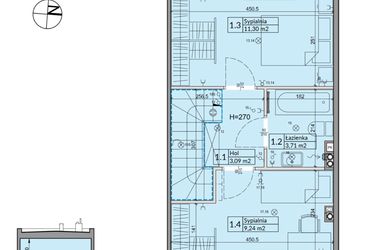 Rzut - Dom na sprzedaż 3 pokoje o powierzchni 62,3 m² - numer 27B w Osiedle Stokrotki etap 4 i 5