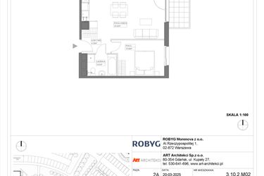 Rzut - Mieszkanie na sprzedaż 1 pokój o powierzchni 44,02 m² - numer 3.10.2M02 w Szumilas etap III