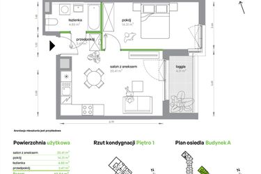 Rzut - Mieszkanie na sprzedaż 2 pokoje o powierzchni 42,04 m² - numer AC0101/4 w M Bemowo