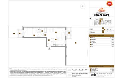 Rzut - Mieszkanie na sprzedaż 2 pokoje o powierzchni 47,07 m² - numer 29 w Apartamenty nad Oławką etap II