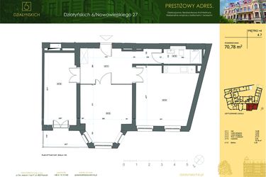 Rzut - Mieszkanie na sprzedaż 4 pokoje o powierzchni 69,84 m² - numer 4.7 w Działyńskich 6
