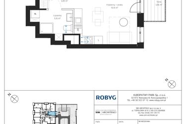 Rzut - Mieszkanie na sprzedaż 1 pokój o powierzchni 27,7 m² - numer A2/1M07 w Sky Point - Apartamenty Inwestycyjne