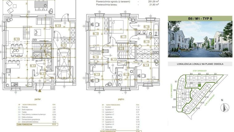 Rzut - Dom na sprzedaż 5 pokoi o powierzchni 159,92 m² - numer B6/M1 w Cesarskie Ogrody