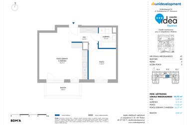 Rzut - Mieszkanie na sprzedaż 2 pokoje o powierzchni 46,93 m² - numer 6A/42 w Osiedle Idea Aquarius