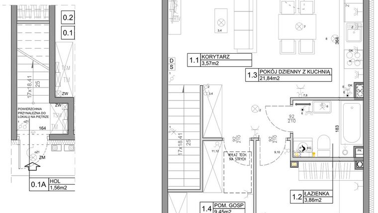 Rzut - Mieszkanie na sprzedaż 3 pokoje o powierzchni 58,82 m² - numer 12 w Manufaktura Marki 2