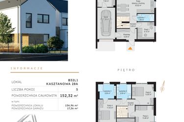 Rzut - Dom na sprzedaż 5 pokoi o powierzchni 152,32 m² - numer B32L1 w Szczodre etap V