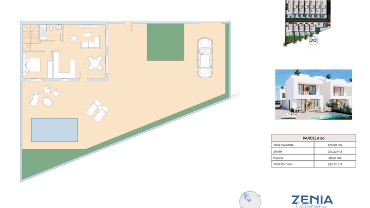 Rzut - Dom na sprzedaż 3 pokoje o powierzchni 292,22 m² - numer 20 w La Zenia Victory - Orihuela Costa