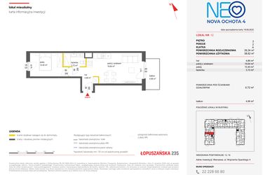 Rzut - Mieszkanie na sprzedaż 2 pokoje o powierzchni 39,34 m² - numer 12 w Neo Nova Ochota 4
