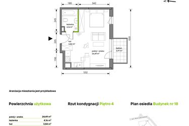 Rzut - Mieszkanie na sprzedaż 1 pokój o powierzchni 32,49 m² - numer 18/089 w Trzcinowa Vita