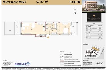 Rzut - Mieszkanie na sprzedaż 2 pokoje o powierzchni 57,2 m² - numer M6 w Przystań na Klifie