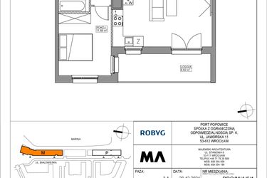 Rzut - Mieszkanie na sprzedaż 2 pokoje o powierzchni 47 m² - numer PPO/M/A/6/1 w Port Popowice bud. M i P