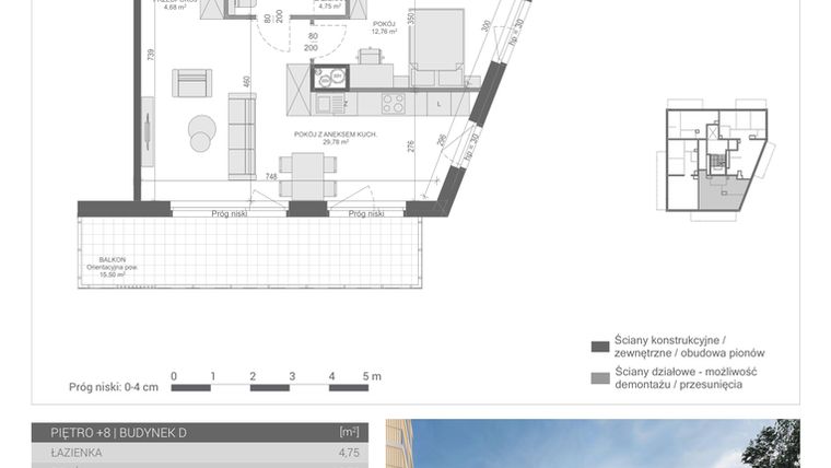 Rzut - Mieszkanie na sprzedaż 2 pokoje o powierzchni 51,97 m² - numer M-42 w Unikat Apartamenty D