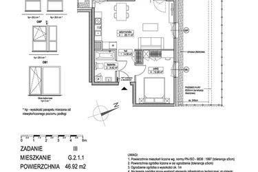 Rzut - Mieszkanie na sprzedaż 2 pokoje o powierzchni 46,76 m² - numer G.2.1.1 w Atut III