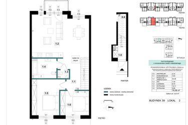 Rzut - Mieszkanie na sprzedaż 3 pokoje o powierzchni 76,58 m² - numer 59-2 w Błonie Bosco