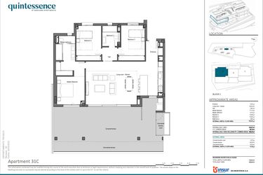 Rzut - Mieszkanie na sprzedaż 3 pokoje o powierzchni 105,48 m² - numer 31C w Quintessence - Marbella