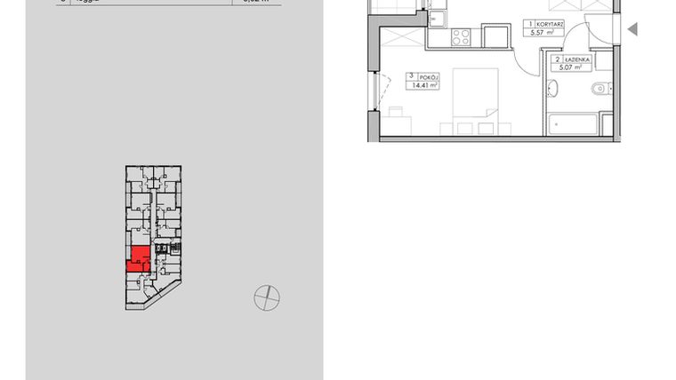 Rzut - Mieszkanie na sprzedaż 2 pokoje o powierzchni 48,55 m² - numer 2.A109 w Niebieski Bursztyn II