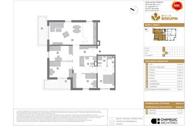 Rzut - Mieszkanie na sprzedaż 5 pokoi o powierzchni 102,61 m² - numer C.6 w Wille Biskupin